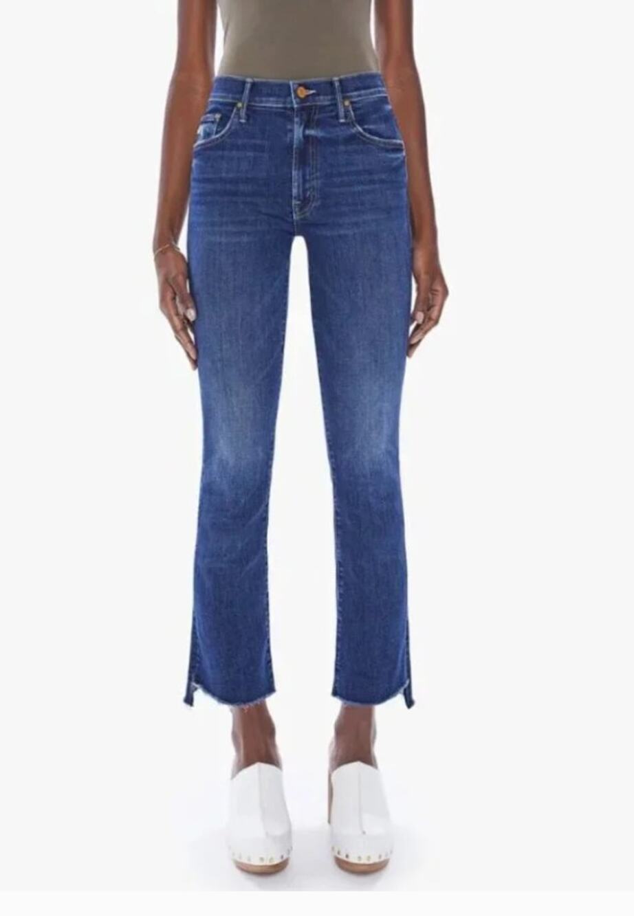Mother The Insider Crop Step Fray Hem Jeans Teaming Up Blue 26 / 2
